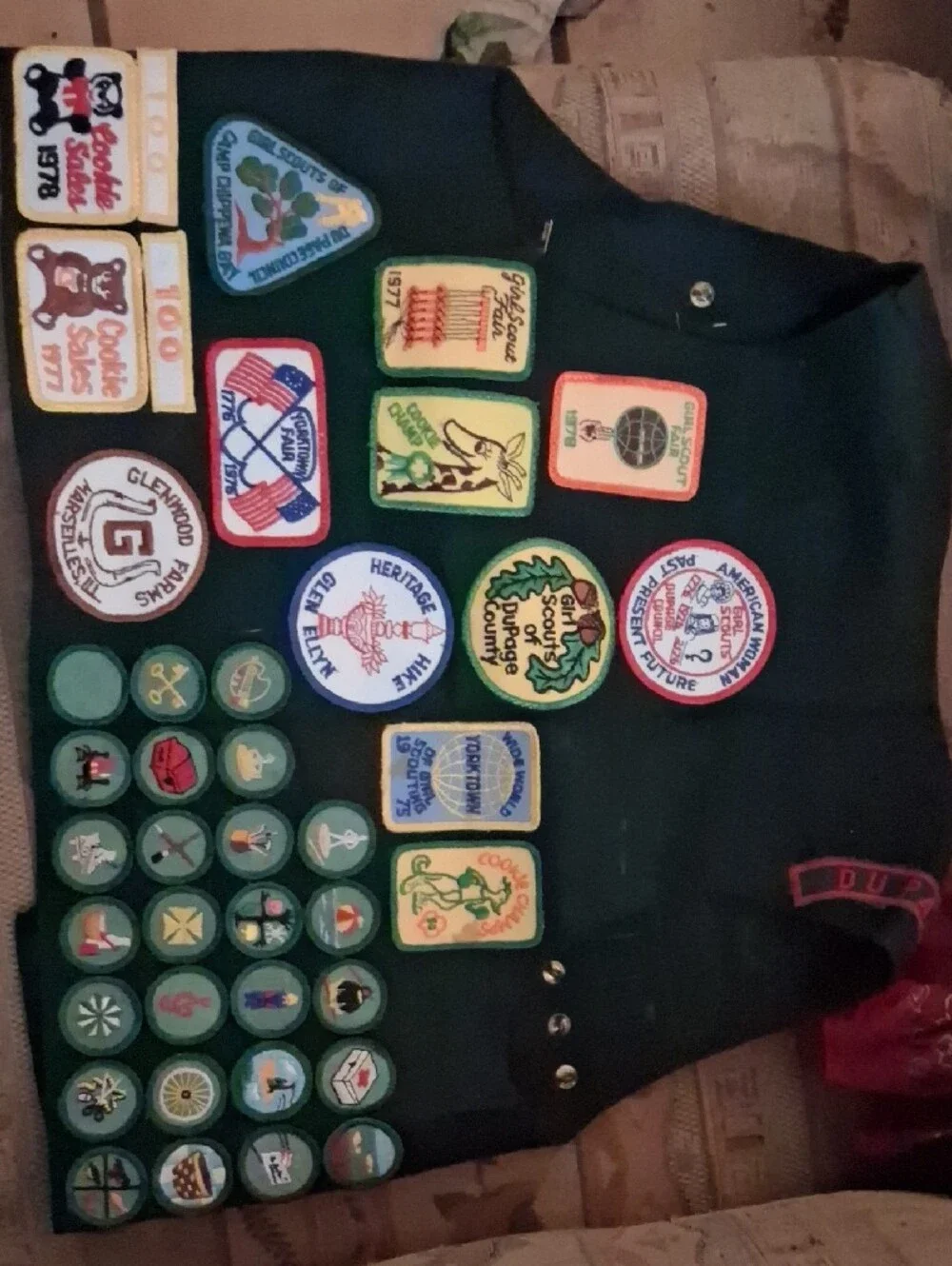 Girl Scouts Green Vest with Merit Badges - Kids